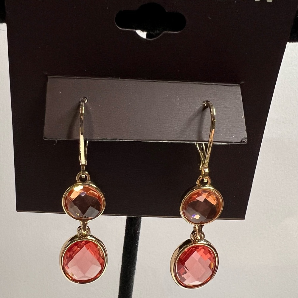 Anne Klein Gold and Blush Dangle Earrings